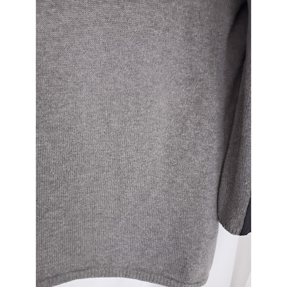 BCBGMAXAZRIA Gray Open Front Cardigan Faux Leather Sleeve Knit Sweater Fits S/M - Picture 10 of 10